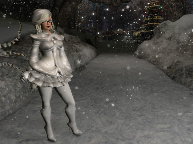 Обои картинки фото 3д графика, люди , people, снегурочка, взгляд, фон, девушка