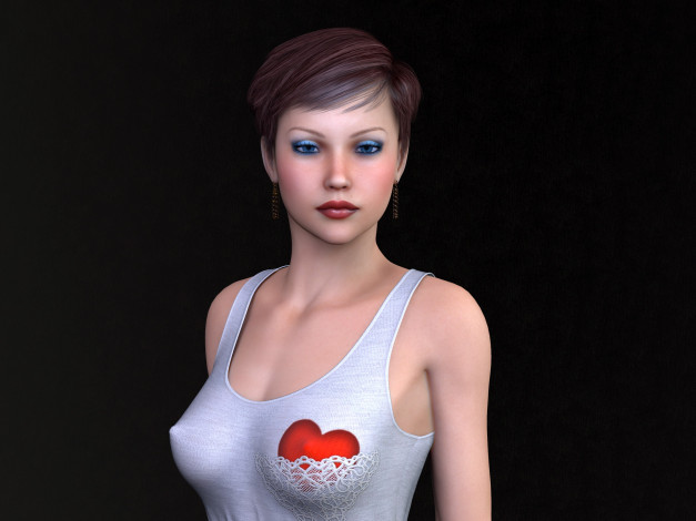 Обои картинки фото 3д графика, люди , people, взгляд, фон, девушка