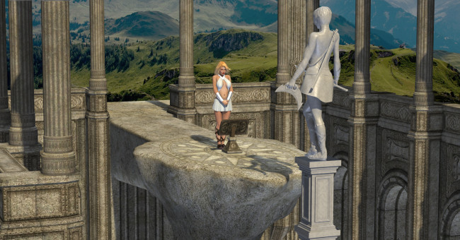 Обои картинки фото 3д графика, фантазия , fantasy, скульптура, девушка, взгляд, фон