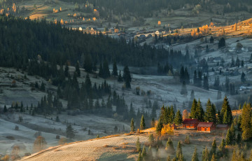 Картинка города -+пейзажи холмы дома лес