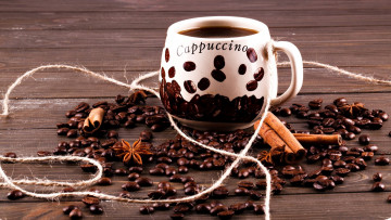 Картинка еда кофе +кофейные+зёрна зерна чашка корица