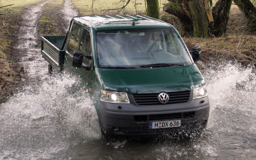 обоя volkswagen t5 transporter double cab pickup 2003, автомобили, volkswagen, cab, double, t5, transporter, 2003, pickup