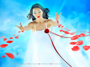 обоя календари, фэнтези, 2020, calendar, девушка, лепестки