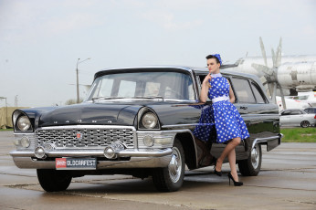 Картинка газ-+13+чайка автомобили -авто+с+девушками чайка газ- 13 классика девушка ретро автомобиль