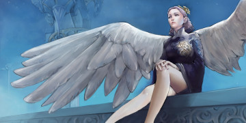 Картинка фэнтези ангелы крылья фон девушка