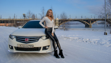 обоя автомобили, -авто с девушками, honda, accord