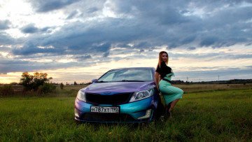 обоя автомобили, -авто с девушками, kia, rio