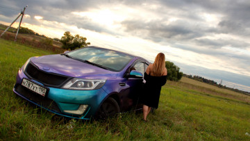 обоя автомобили, -авто с девушками, kia, rio