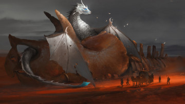 Картинка фэнтези драконы дракон повозка