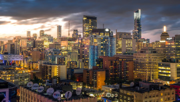 обоя города, торонто , канада, здания, спутниковая, антенна, торонто