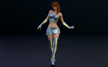 Картинка 3д+графика люди+ people девушка униформа взгляд фон