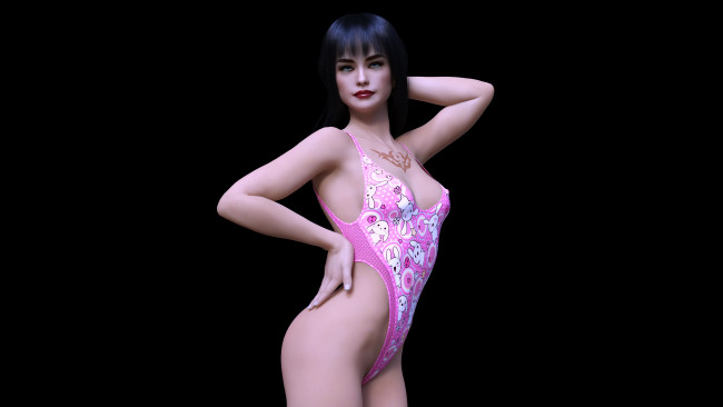 Обои картинки фото 3д графика, люди , people, купальник, девушка, взгляд, фон