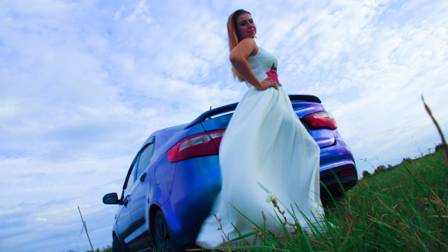 Обои картинки фото автомобили, -авто с девушками, kia, rio