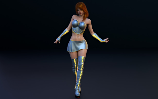 Обои картинки фото 3д графика, люди , people, девушка, униформа, взгляд, фон