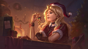 Картинка праздничные -+разное+ новый+год девушка фон новый год колпак