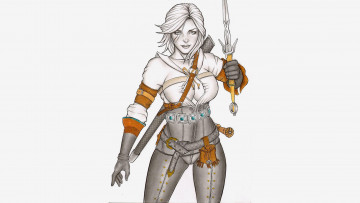 Картинка видео+игры the+witcher девушка фон униформа меч