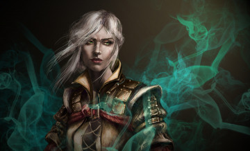 Картинка видео+игры the+witcher девушка фон взгляд дым