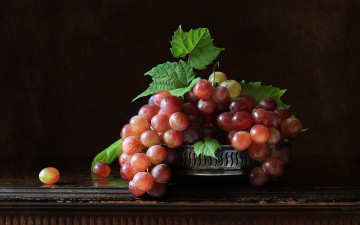 Картинка еда виноград листья ваза