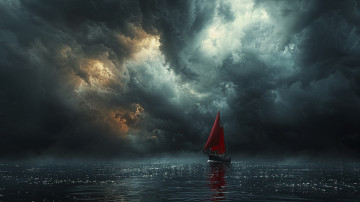 обоя корабли, 3d, нейросеть, парусник