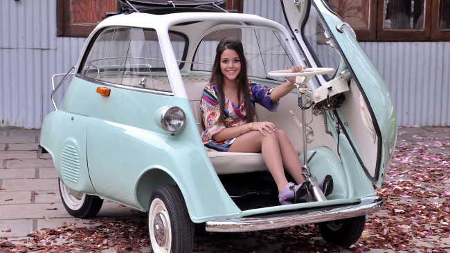 Обои картинки фото автомобили, -авто с девушками, bmw, isetta, 300