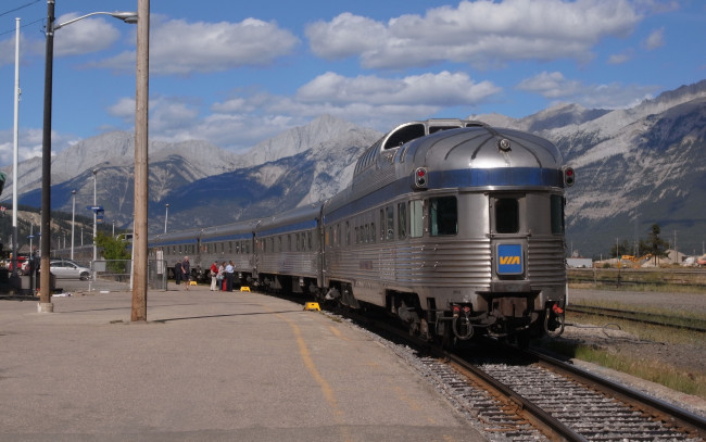 Обои картинки фото техника, поезда, рельсы, горы