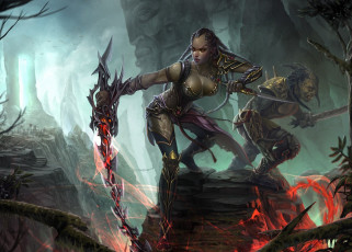 Картинка фэнтези красавицы чудовища гоблин девушка оружие