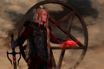 Картинка 3д графика elves эльфы меч магия