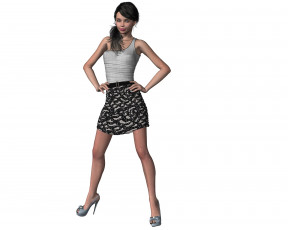 Картинка 3д+графика people+ люди девушка взгляд юбка