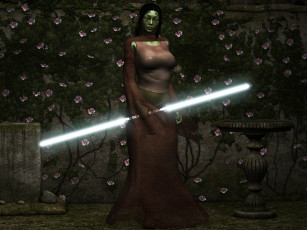 Картинка 3д+графика fantasy+ фантазия цветы оружие существо