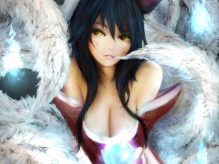 Картинка видео+игры league+of+legends магия шар девушка хвосты league of legends ahri