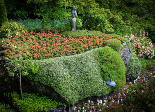 Картинка butchart+gardens+canada природа парк butchart gardens canada кусты цветы фонари дорожка