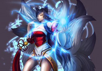 Картинка видео+игры league+of+legends магия арт девушка league of legends ahri хвосты gloomines