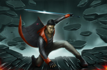 Картинка видео+игры devil+may+cry+4 dmc dante fan art парень меч стойка воин осколки