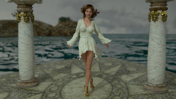 Картинка 3д+графика people+ люди колоны взгляд девушка