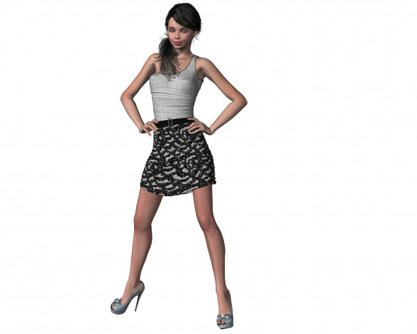 Обои картинки фото 3д графика, people , люди, девушка, взгляд, юбка