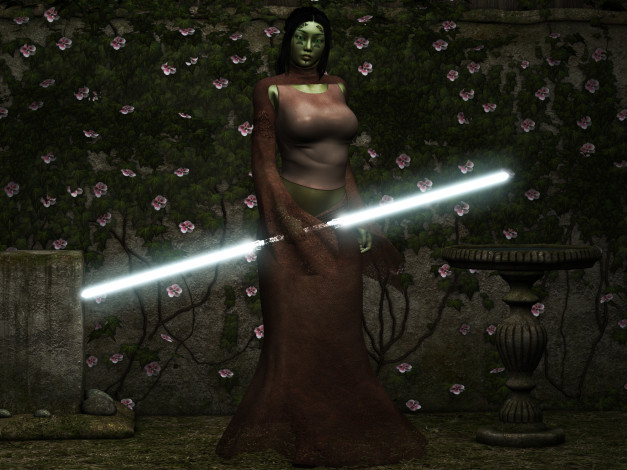 Обои картинки фото 3д графика, fantasy , фантазия, цветы, оружие, существо