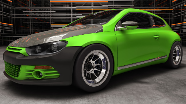 Обои картинки фото автомобили, 3д, 2009, volkswagen, scirocco