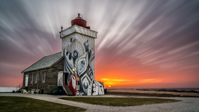 Обои картинки фото природа, маяки, солнце, горизонт, маяк, океан