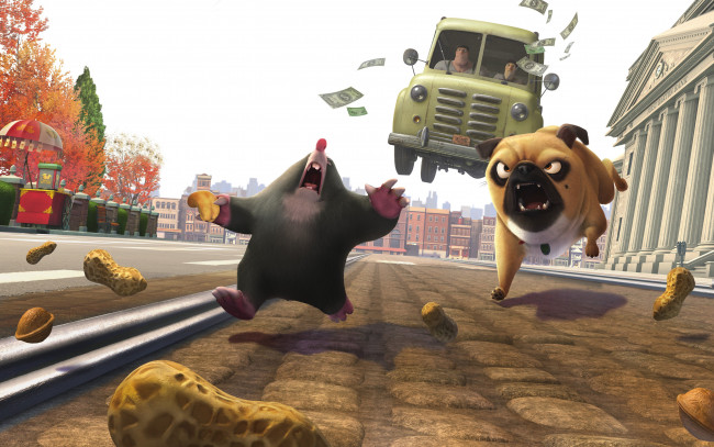 Обои картинки фото реальная белка, мультфильмы, the nut job, the, nut, job, реальная, белка