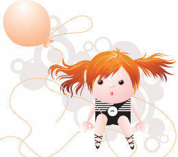 Картинка векторная+графика дети взгляд шар фон девушка