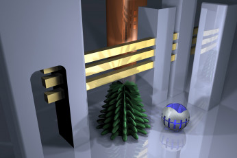 Картинка 3д+графика другое+ other рейки ёлка арки шар