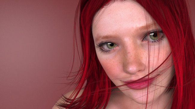 Обои картинки фото 3д графика, портрет , portraits, девушка, взгляд, фон, рожки