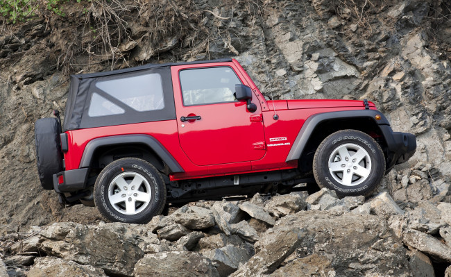 Обои картинки фото автомобили, jeep, красный, jk, eu-spec, sport, wrangler