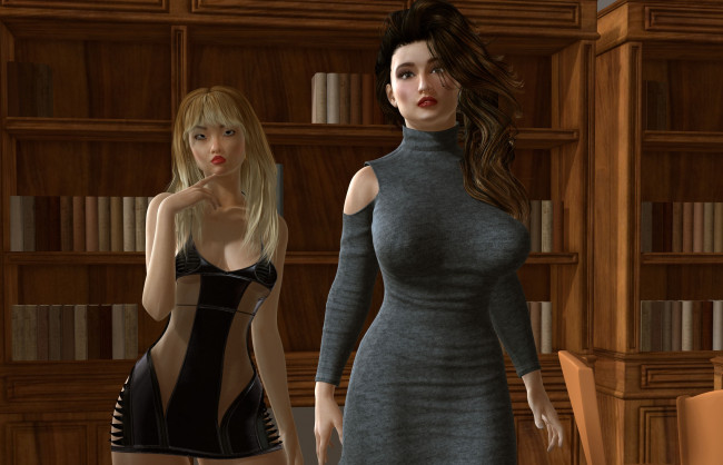 Обои картинки фото 3д графика, люди , people, взгляд, фон, девушки