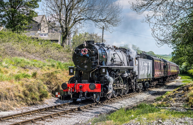 Обои картинки фото техника, паровозы, паровоз, дорога, железная