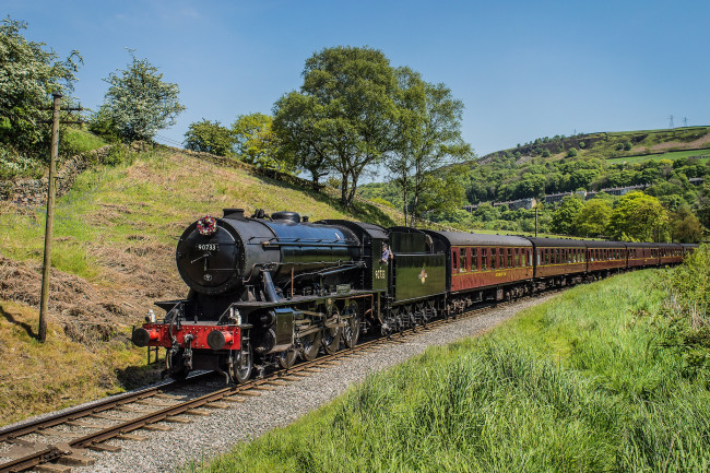 Обои картинки фото техника, паровозы, паровоз, дорога, железная