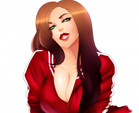 Картинка векторная+графика девушки+ girls рыжая фон взгляд девушка