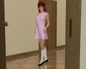 Картинка 3д+графика люди+ people девушка взгляд фон интерьер