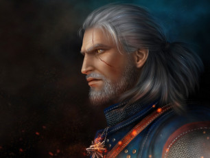 Картинка 3д+графика люди+ people мужчина воин профиль шрам кулон