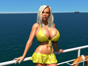 Картинка 3д+графика люди+ people девушка фон взгляд море купальник